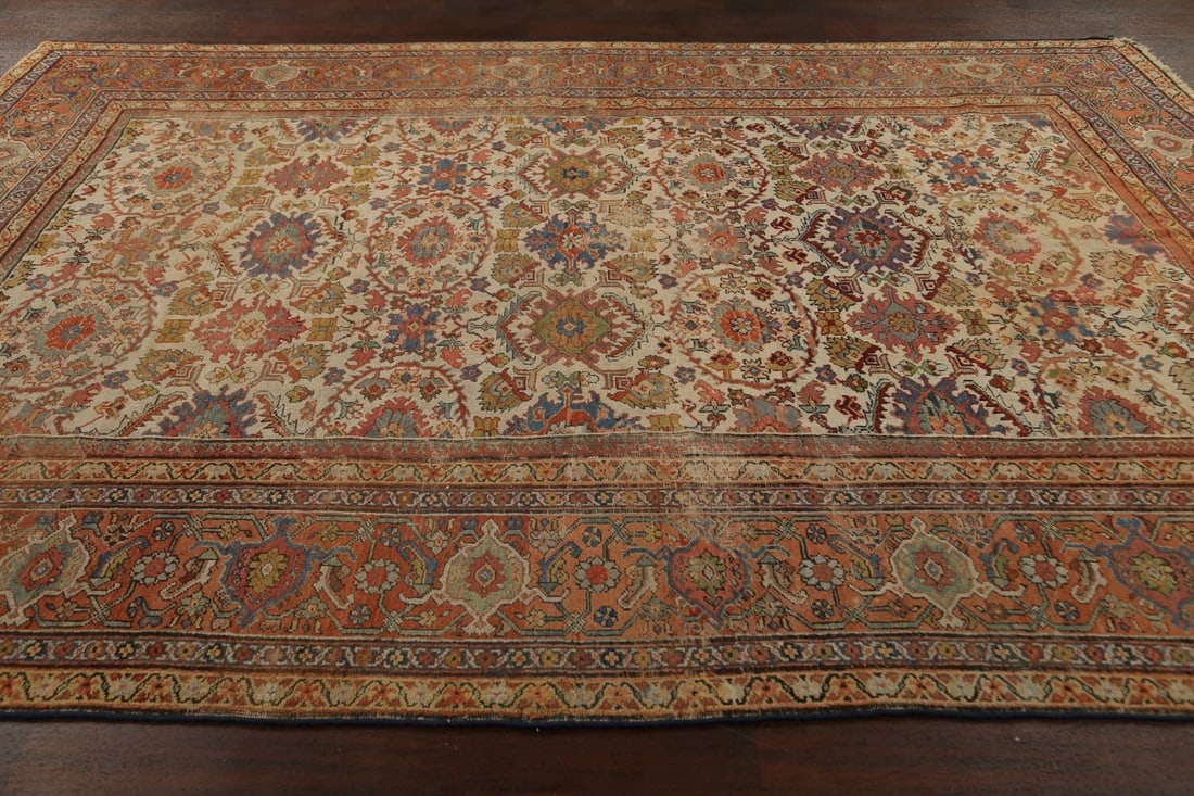 Pre-1900 Antique Vegetable Dye Sultanabad Persian Area Rug 9x12 - 19