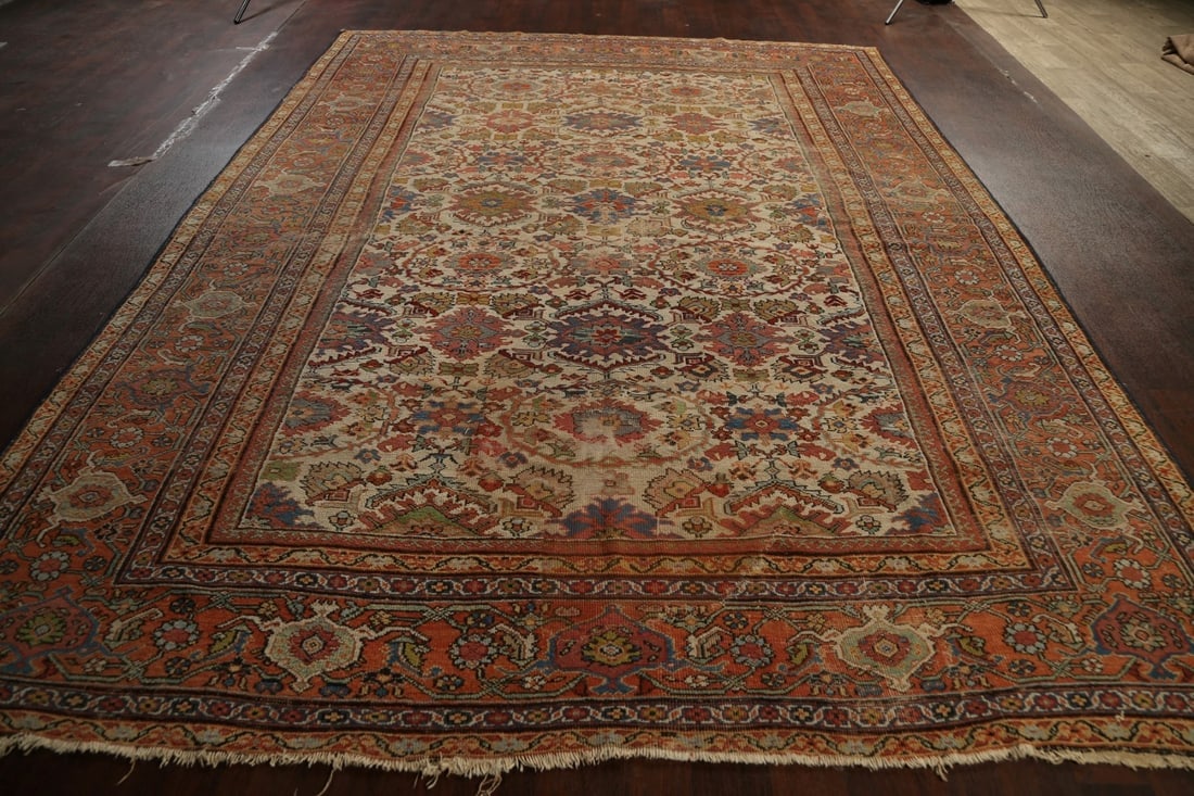Pre-1900 Antique Vegetable Dye Sultanabad Persian Area Rug 9x12 - 20