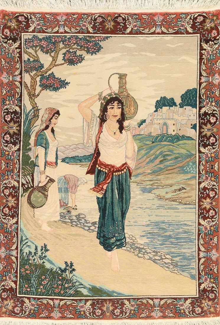 Antique Tableau Tabriz Persian Area Rug 3x4 (1 of 17)