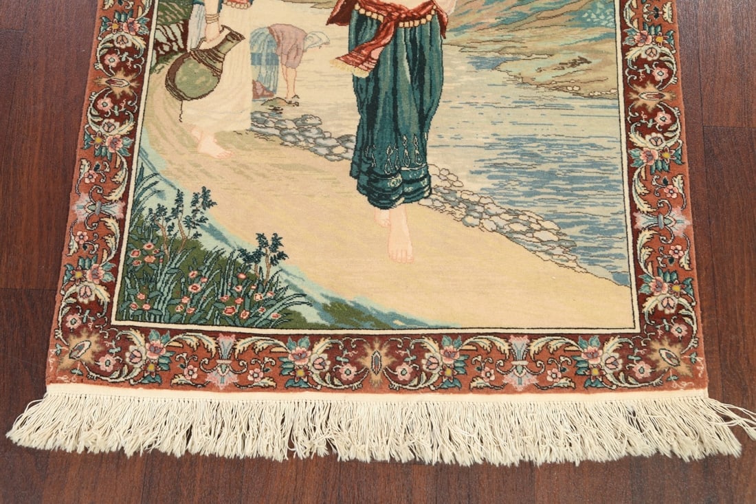 Antique Tableau Tabriz Persian Area Rug 3x4 - 5