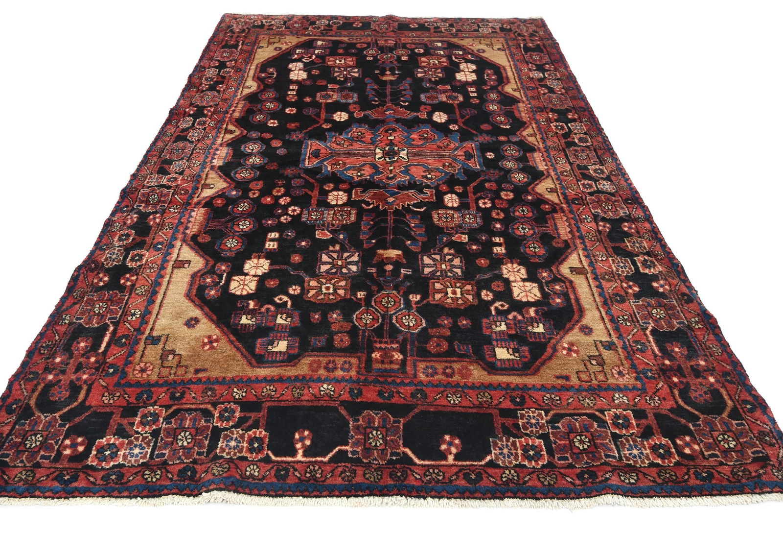 Vintage Tribal Plum 5X8 Nahavand Persian Rug - 2