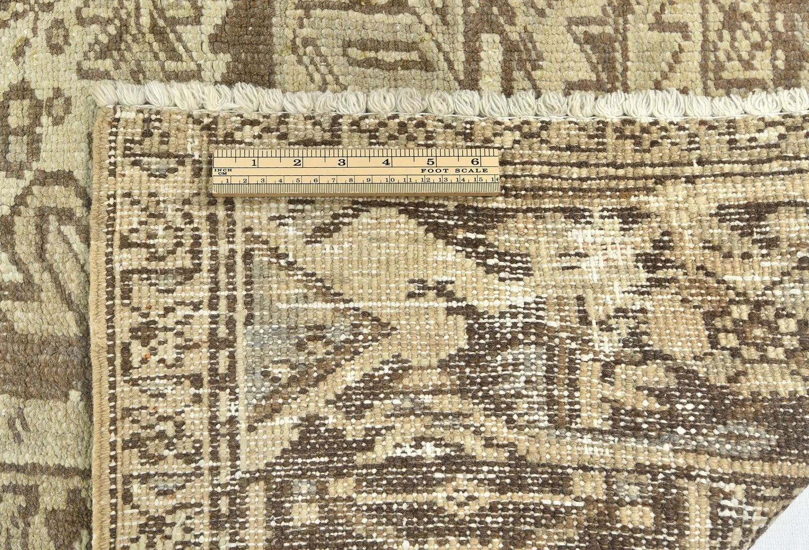 Semi Antique Muted Beige Floral 8X11 Distressed Vintage Oriental Rug - 11