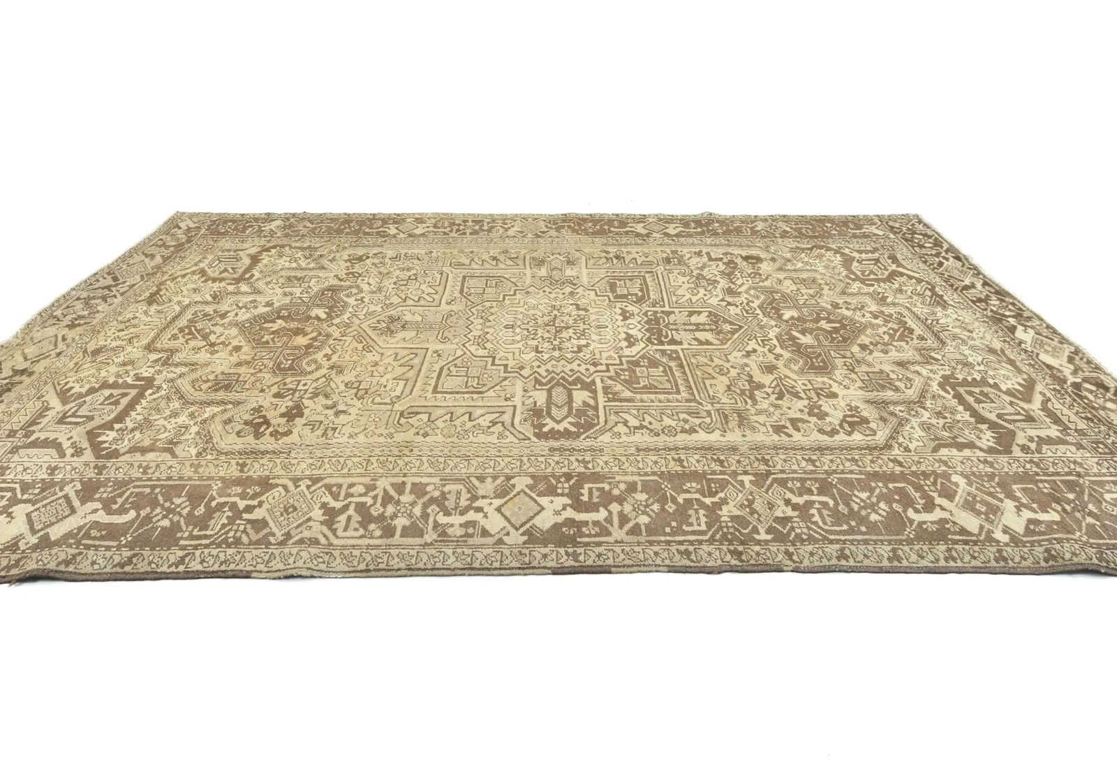Semi Antique Muted Beige Floral 8X11 Distressed Vintage Oriental Rug - 4