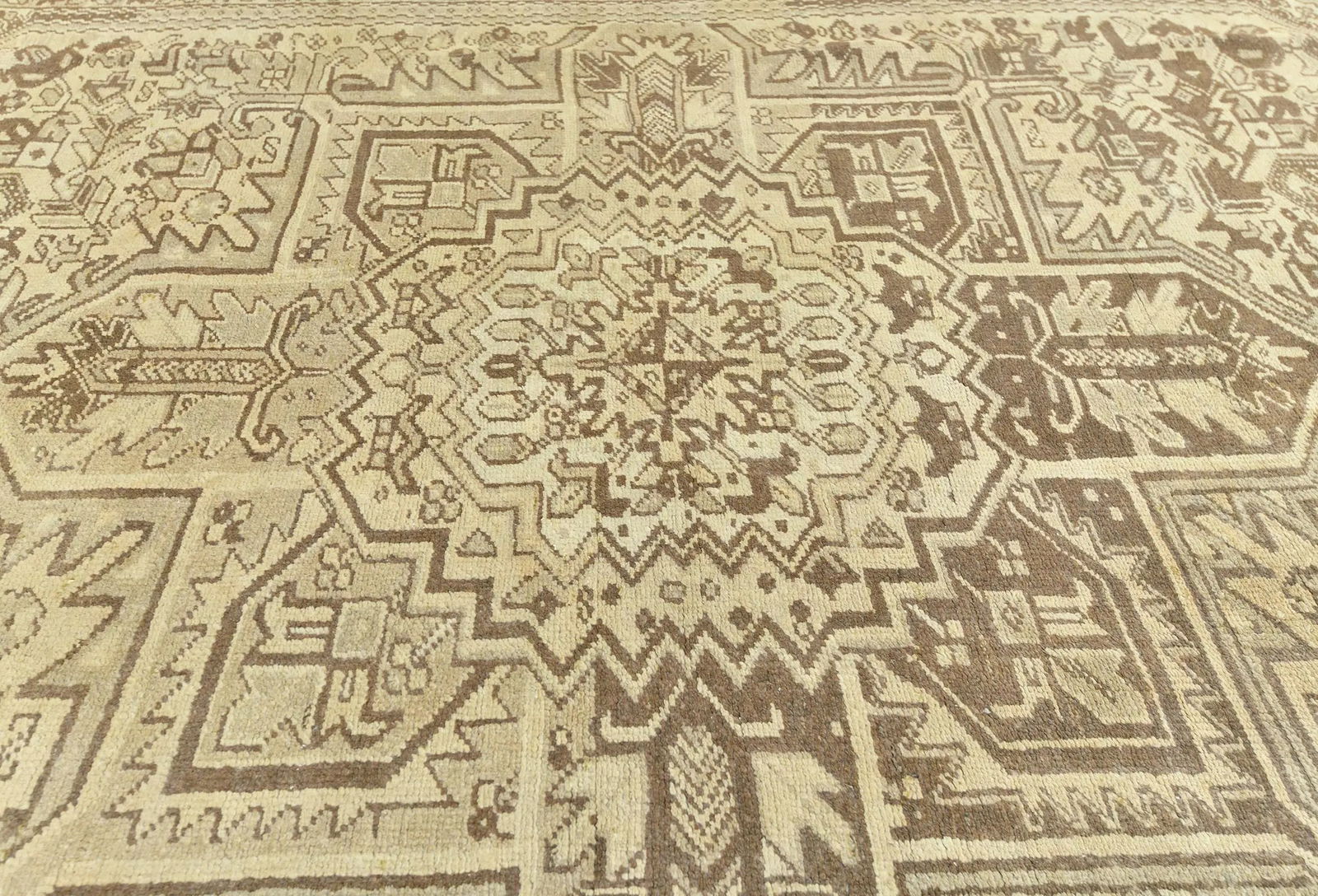 Semi Antique Muted Beige Floral 8X11 Distressed Vintage Oriental Rug - 5