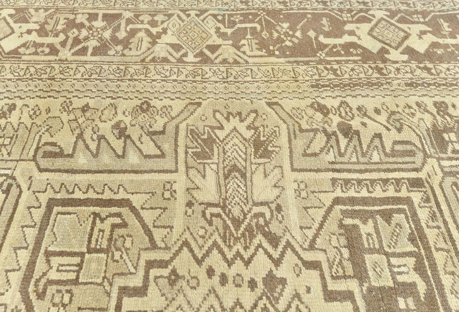 Semi Antique Muted Beige Floral 8X11 Distressed Vintage Oriental Rug - 7