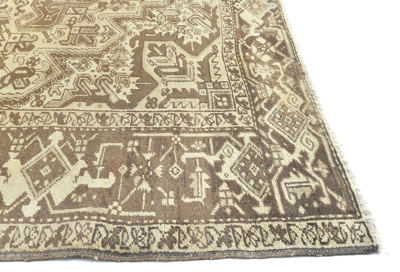 Semi Antique Muted Beige Floral 8X11 Distressed Vintage Oriental Rug - 8