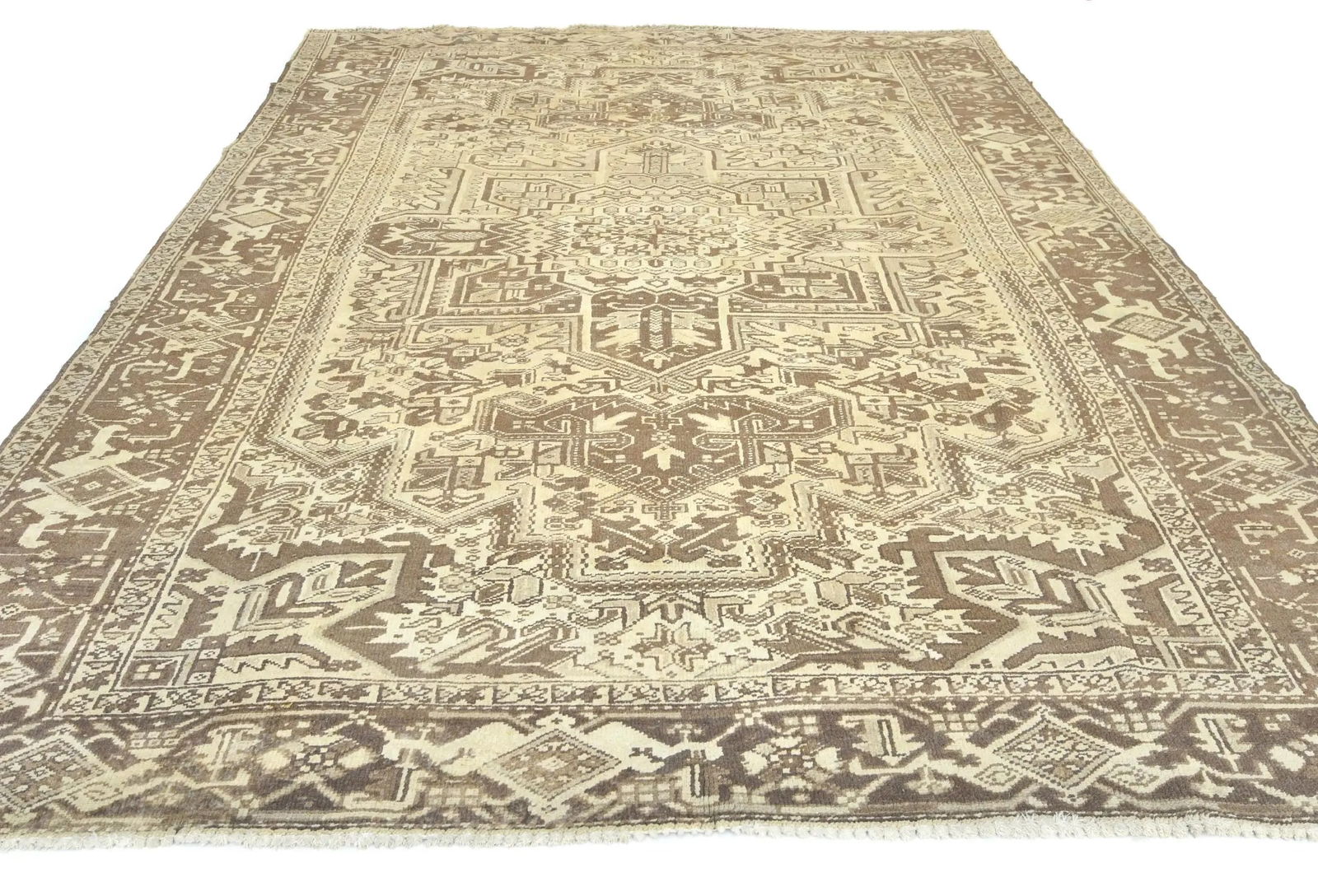 Semi Antique Muted Beige Floral 8X11 Distressed Vintage Oriental Rug - 9