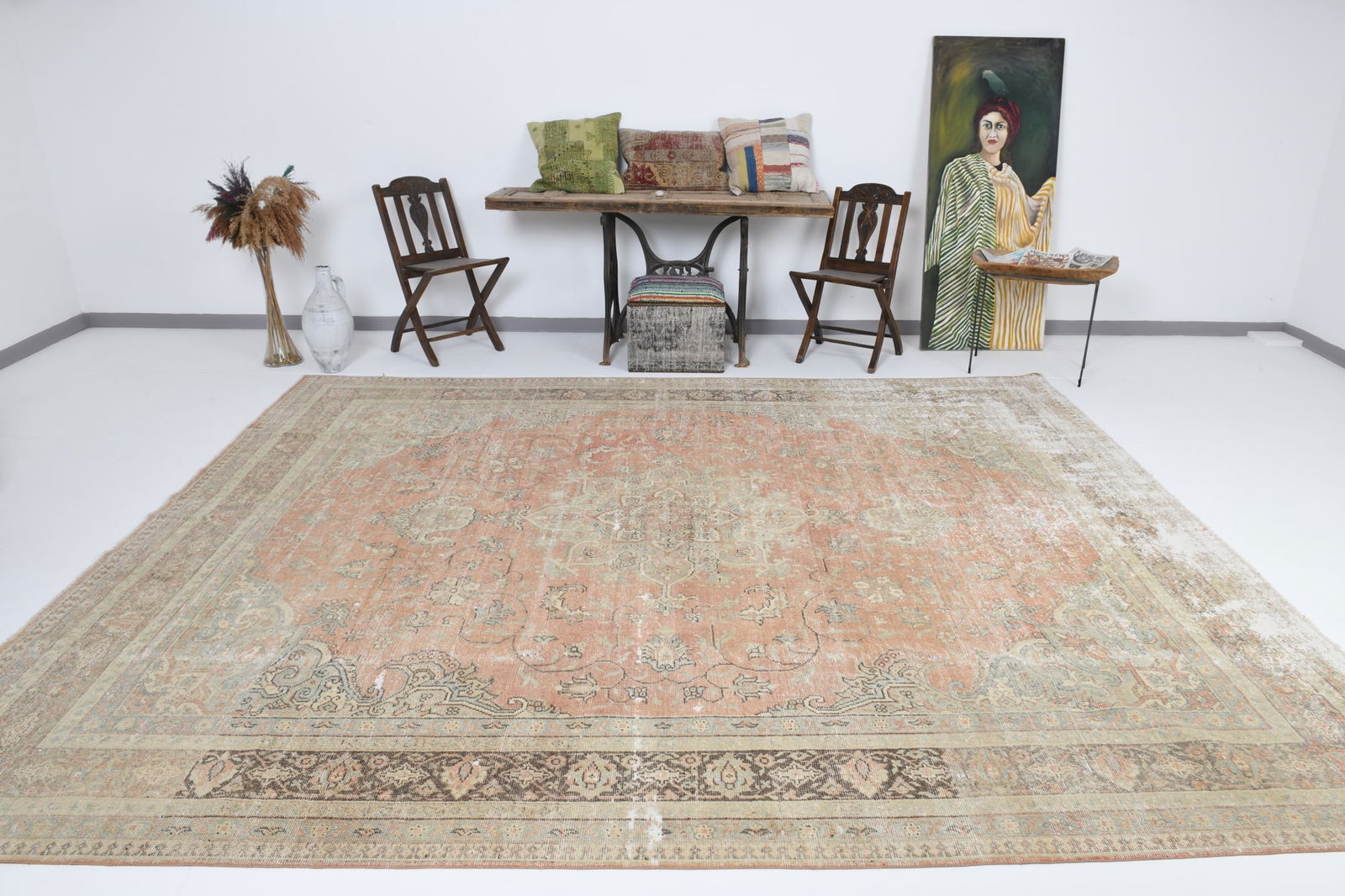 9'3'' x 11'8'' Turkish Vintage Runner Rug - 17565 - 2