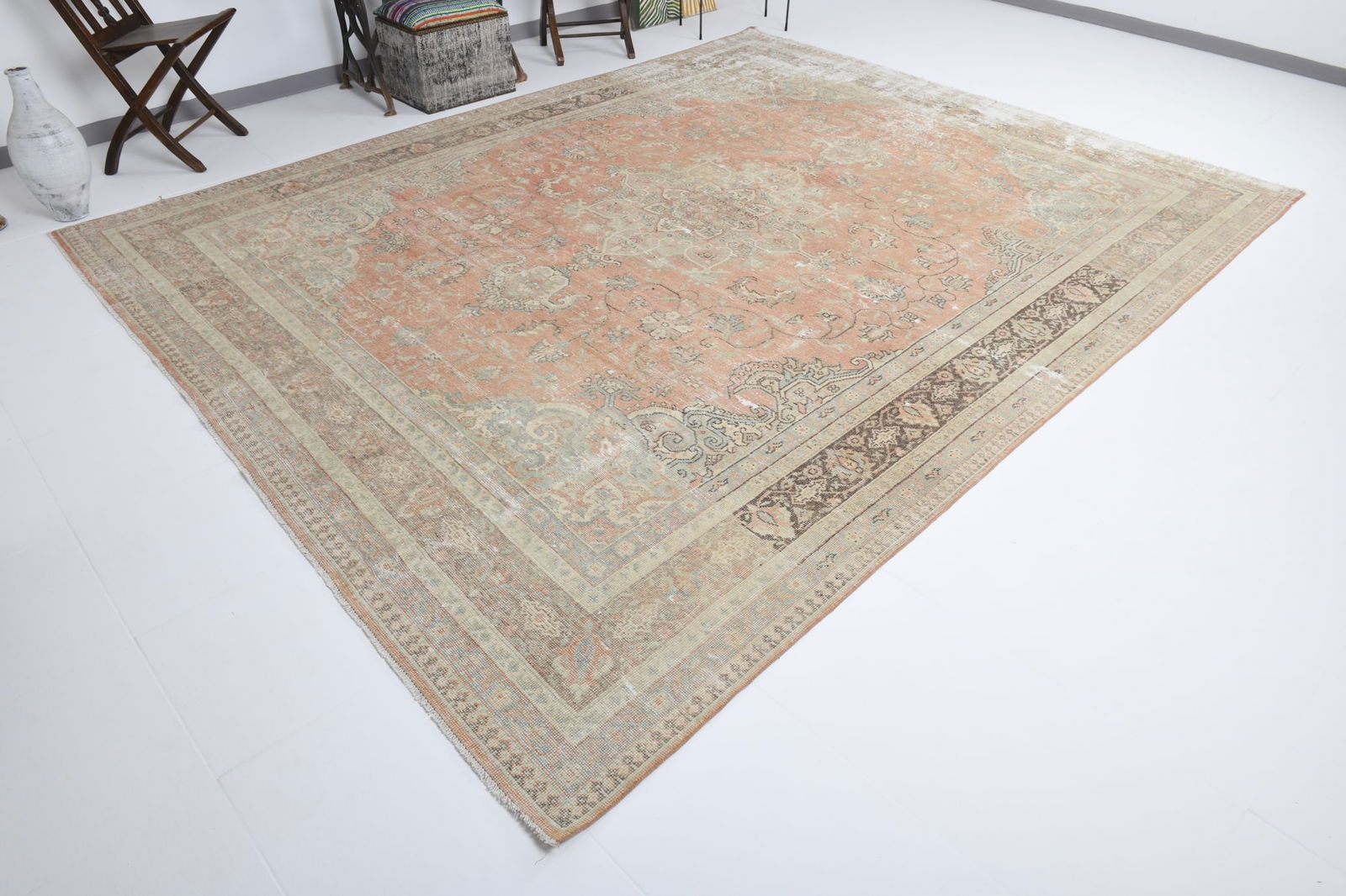 9'3'' x 11'8'' Turkish Vintage Runner Rug - 17565 - 3