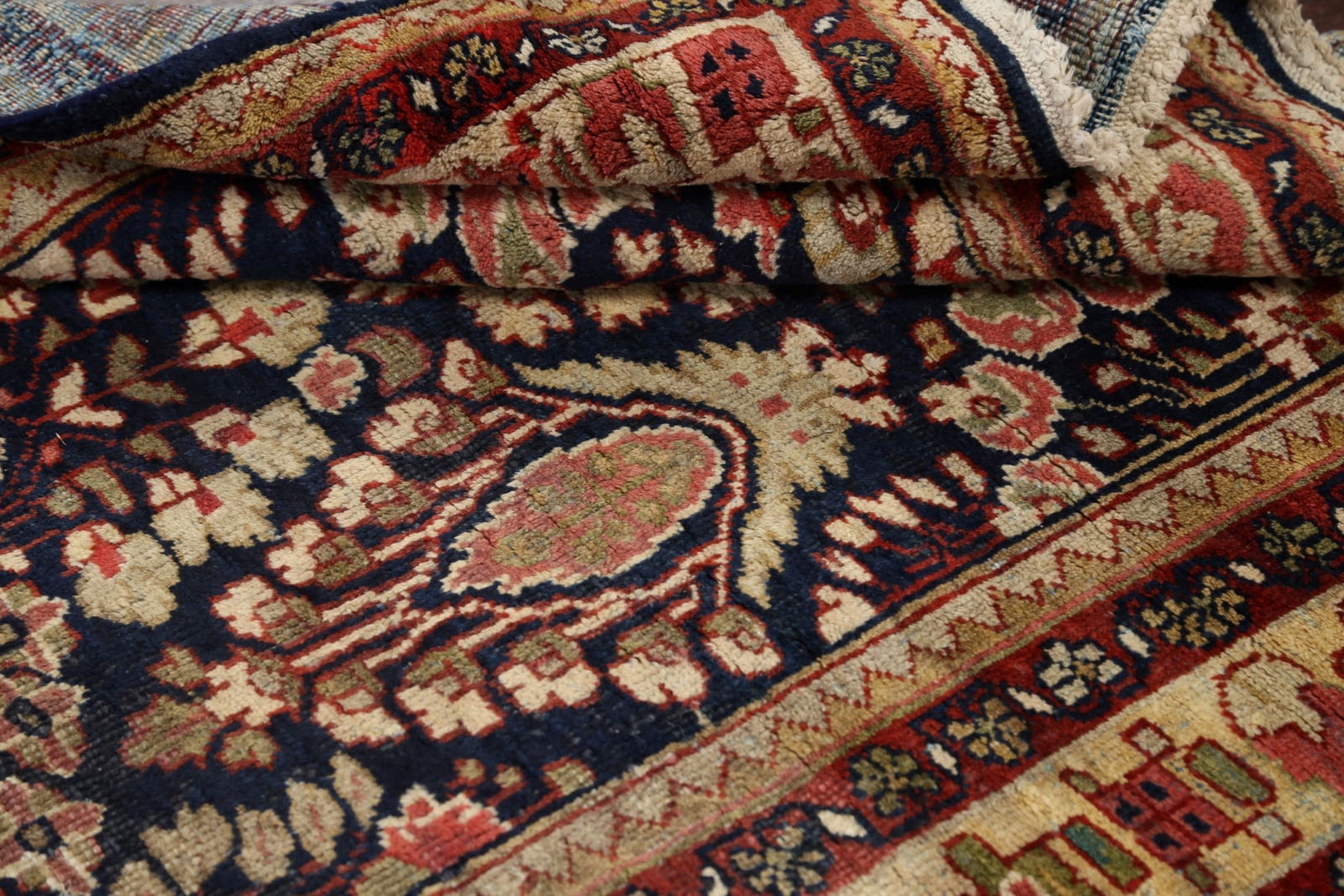 Antique Vegetable Dye Mahal Sarouk Persian Area Rug 4x7 - 14