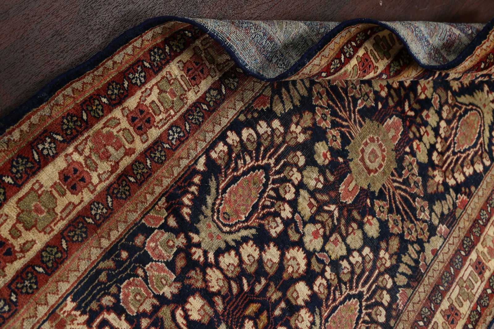 Antique Vegetable Dye Mahal Sarouk Persian Area Rug 4x7 - 15