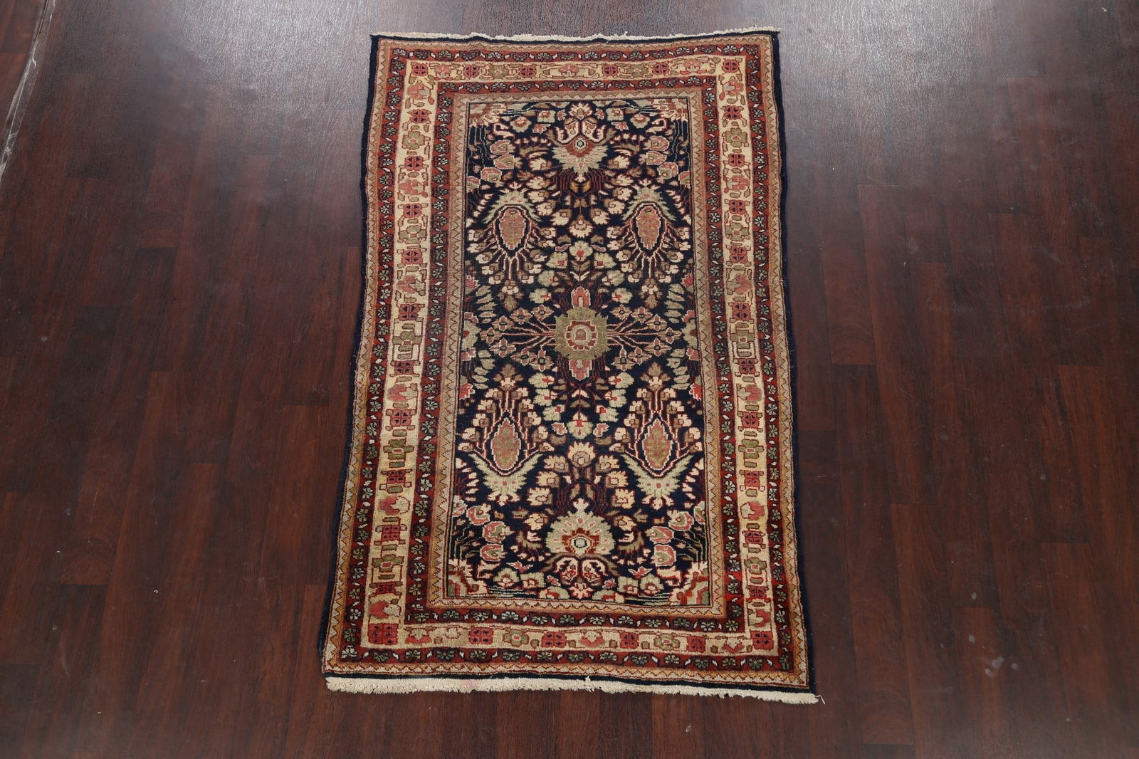 Antique Vegetable Dye Mahal Sarouk Persian Area Rug 4x7 - 2