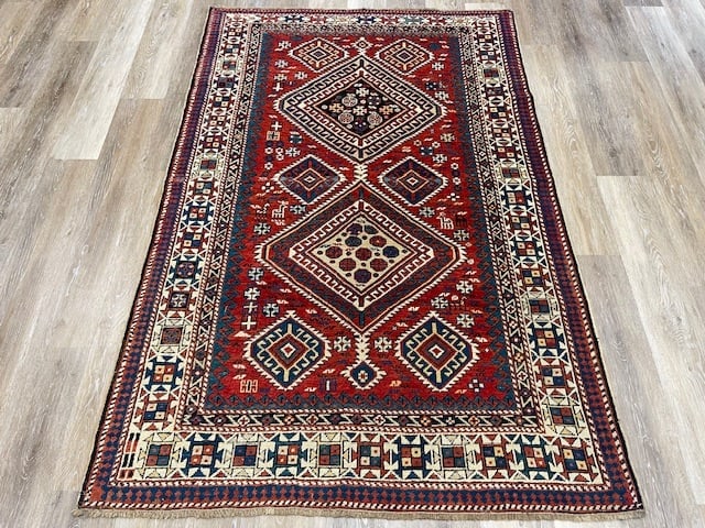 Antique Shirvan Caucasian Rug-4989: Title:Antique Shirvan Caucasian Rug-4989Description:Beautiful antique Shirvan Caucasian Rug from north Caucasus, size 3 ft. 10 inches by 5 ft. 10 inches, circa late 19th century, excellent condition