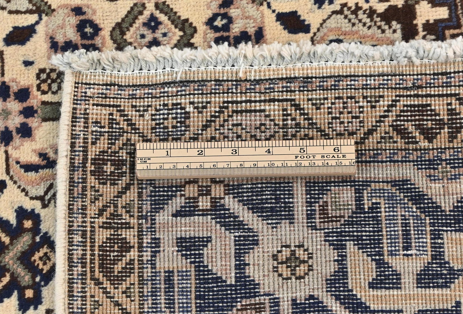 Vintage Cream Tribal Geometric 5X7 Tabriz Persian Rug - 11