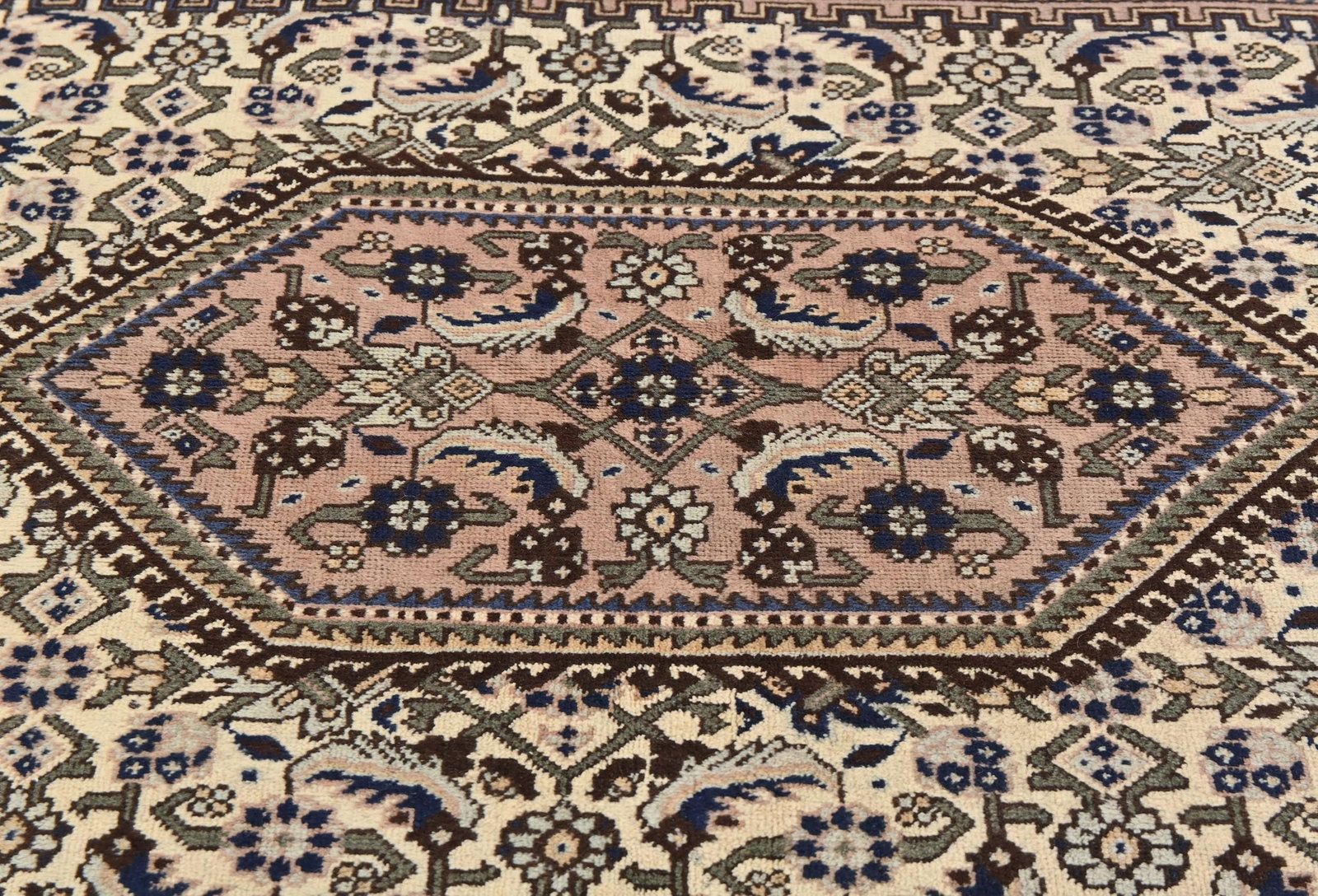 Vintage Cream Tribal Geometric 5X7 Tabriz Persian Rug - 5