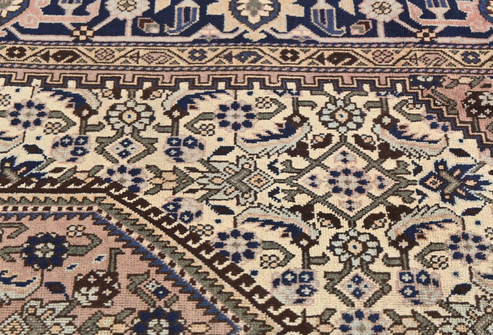 Vintage Cream Tribal Geometric 5X7 Tabriz Persian Rug - 7