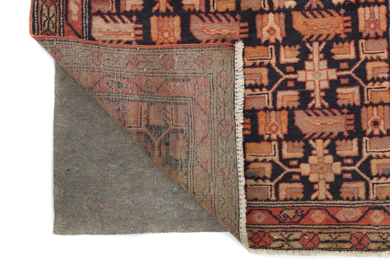 Vintage Plum Allover Tribal 3x10 Hamedan Persian Rug - 12