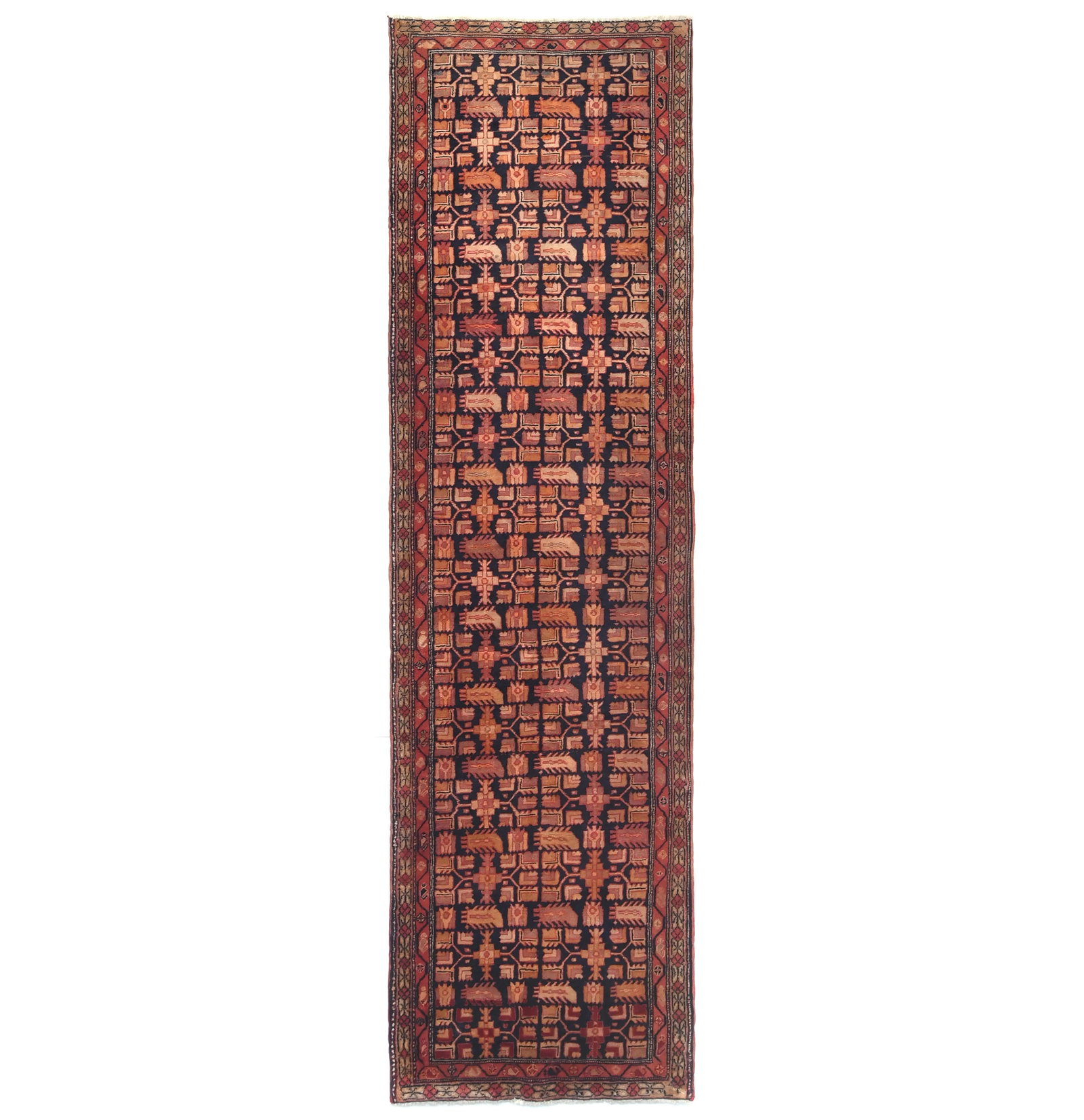 Vintage Plum Allover Tribal 3x10 Hamedan Persian Rug (1 of 13)