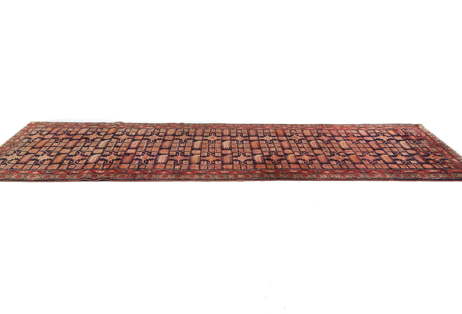 Vintage Plum Allover Tribal 3x10 Hamedan Persian Rug - 4