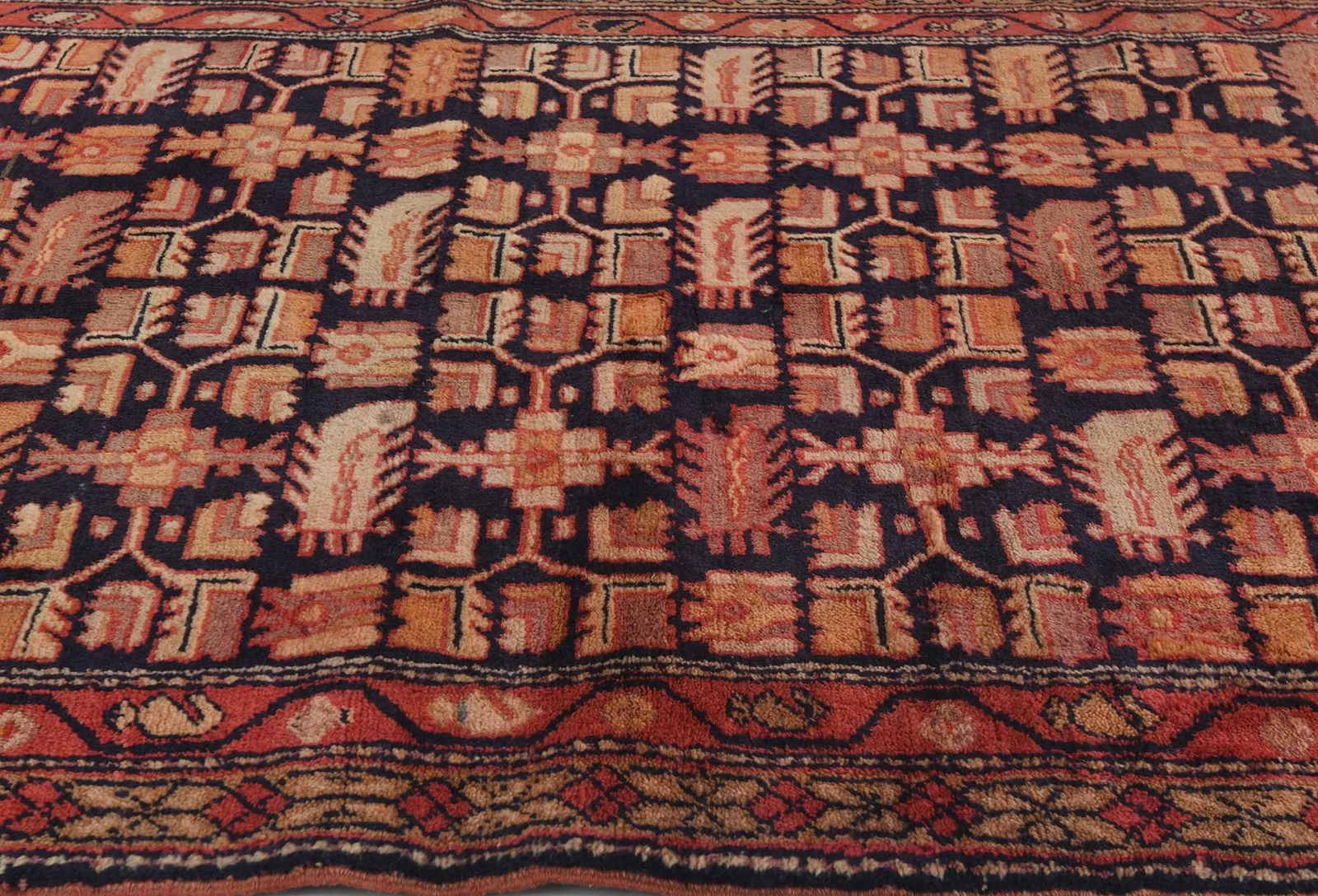 Vintage Plum Allover Tribal 3x10 Hamedan Persian Rug - 6