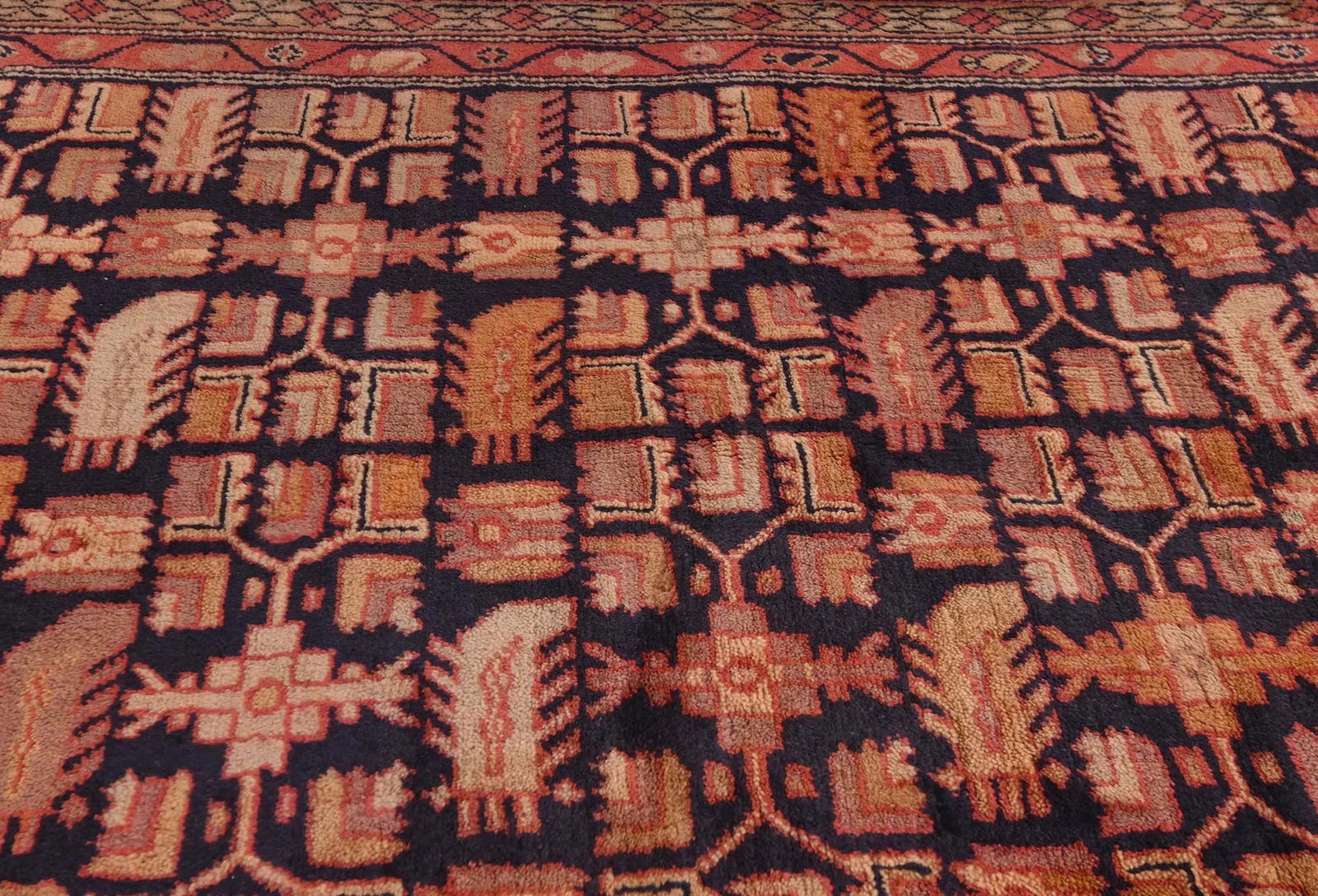 Vintage Plum Allover Tribal 3x10 Hamedan Persian Rug - 7