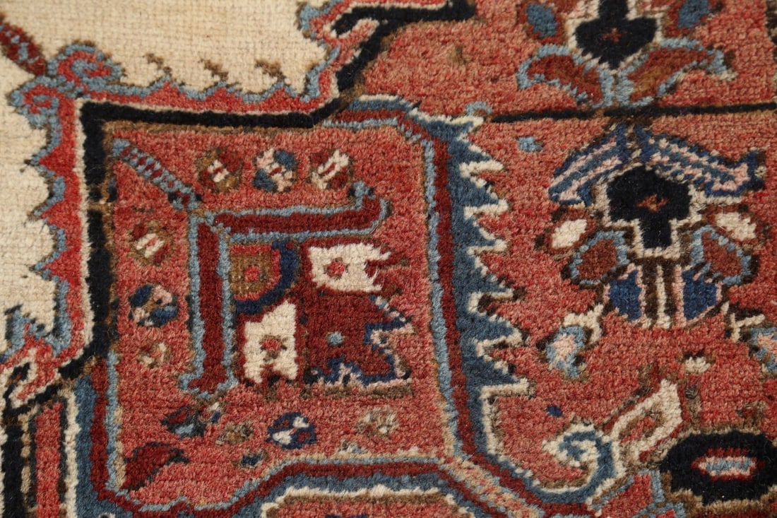 Antique 100% Vegetable Dye Heriz Persian Area Rug 7x8 - 10