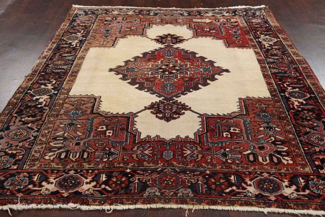 Antique 100% Vegetable Dye Heriz Persian Area Rug 7x8 - 15