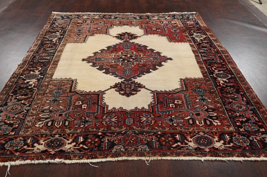 Antique 100% Vegetable Dye Heriz Persian Area Rug 7x8 - 20