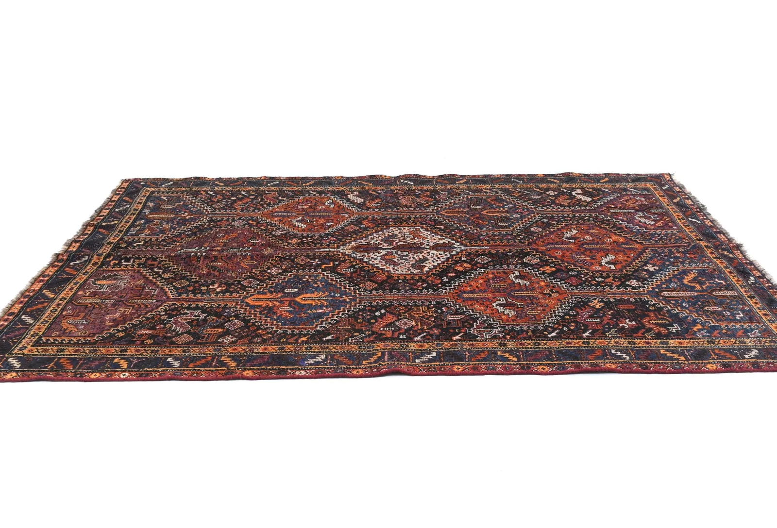 Semi Antique Charcoal Tribal 5X8 Shiraz Persian Rug - 4