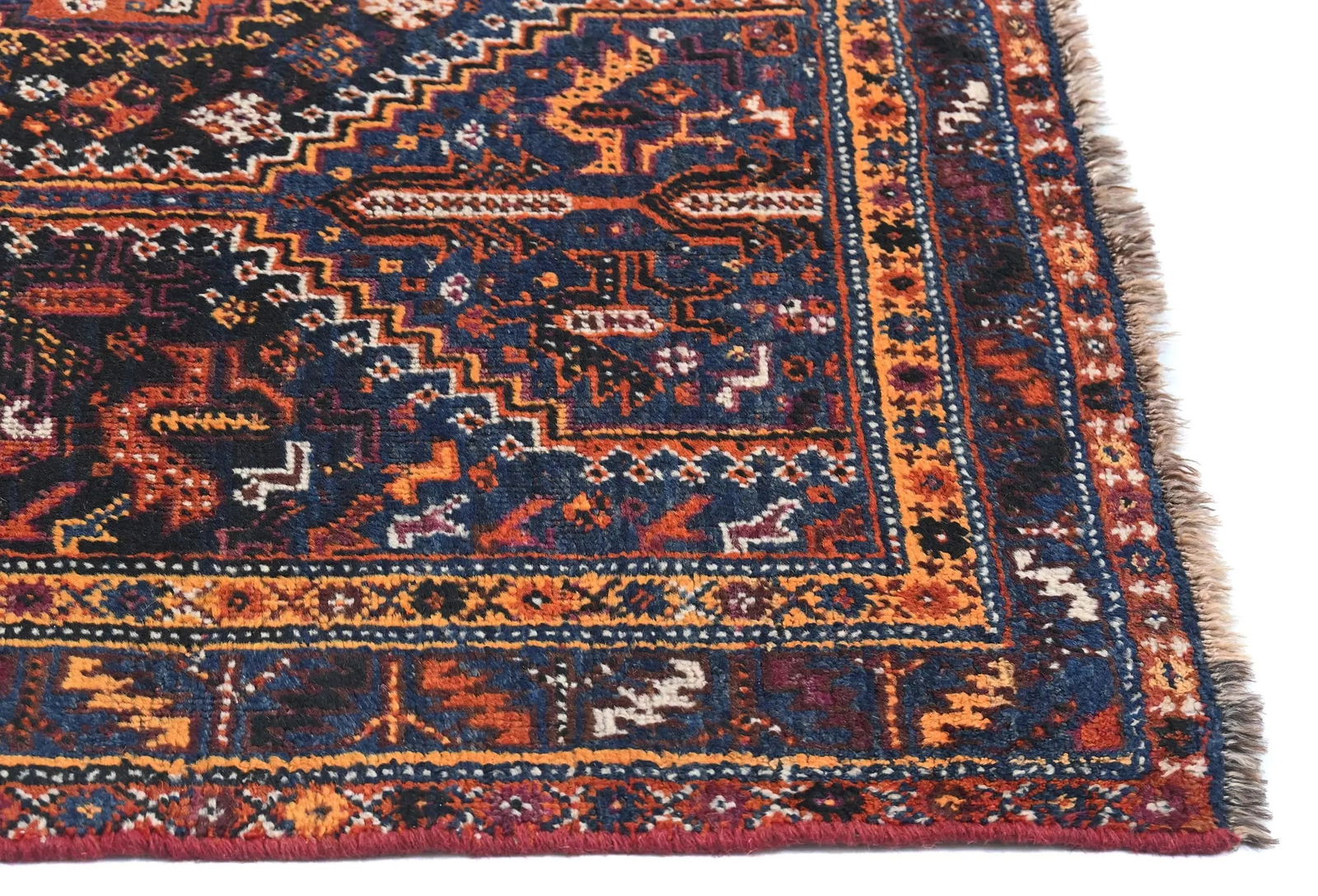 Semi Antique Charcoal Tribal 5X8 Shiraz Persian Rug - 8