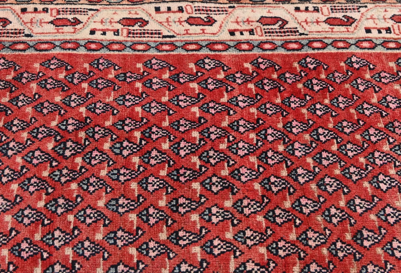 Vintage Red Tribal 4'3X6'7 Botemir Persian Rug - 7