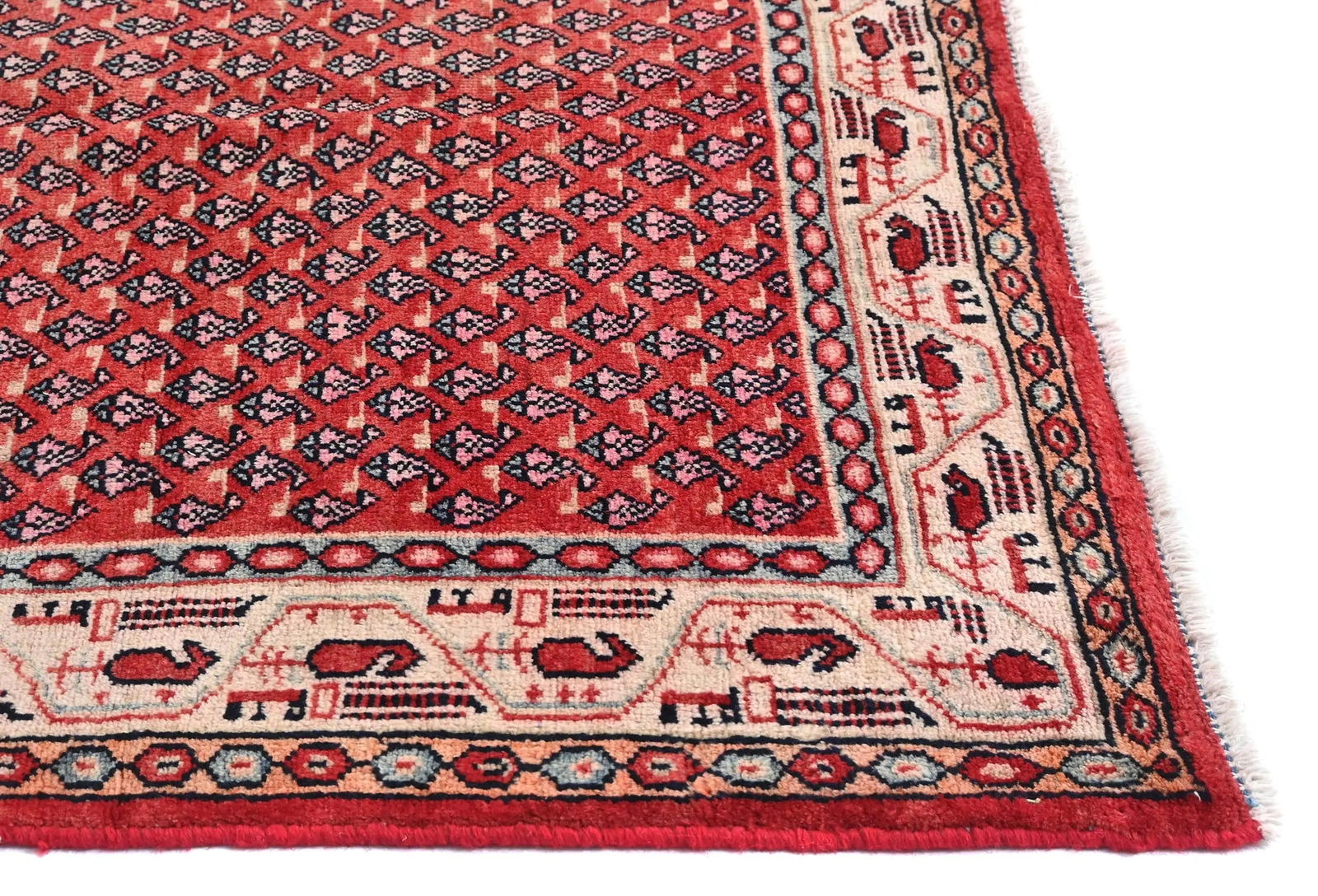 Vintage Red Tribal 4'3X6'7 Botemir Persian Rug - 8