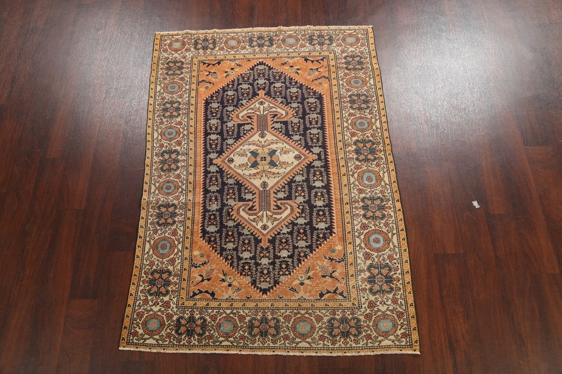 Antique 100% Vegetable Dye Sultanabad Persian Area Rug 4x5 - 2