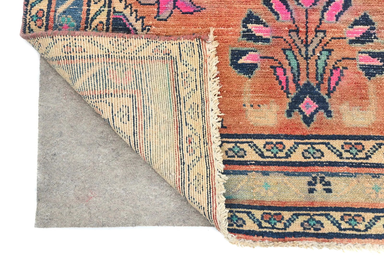 Vintage Muted Salmon Tribal 3'6X14'8 Meshkin Persian Runner Rug - 12