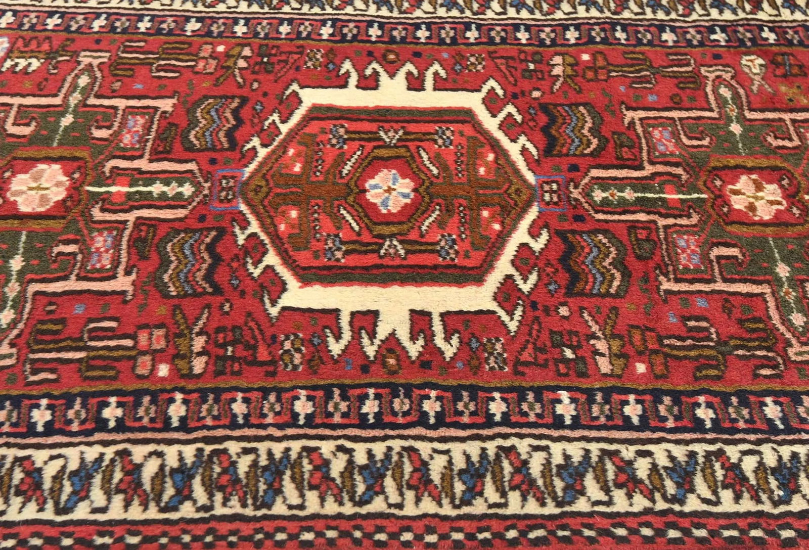Vintage Red Geometric 2'4X9'5 Karajeh Persian Runner Rug - 6