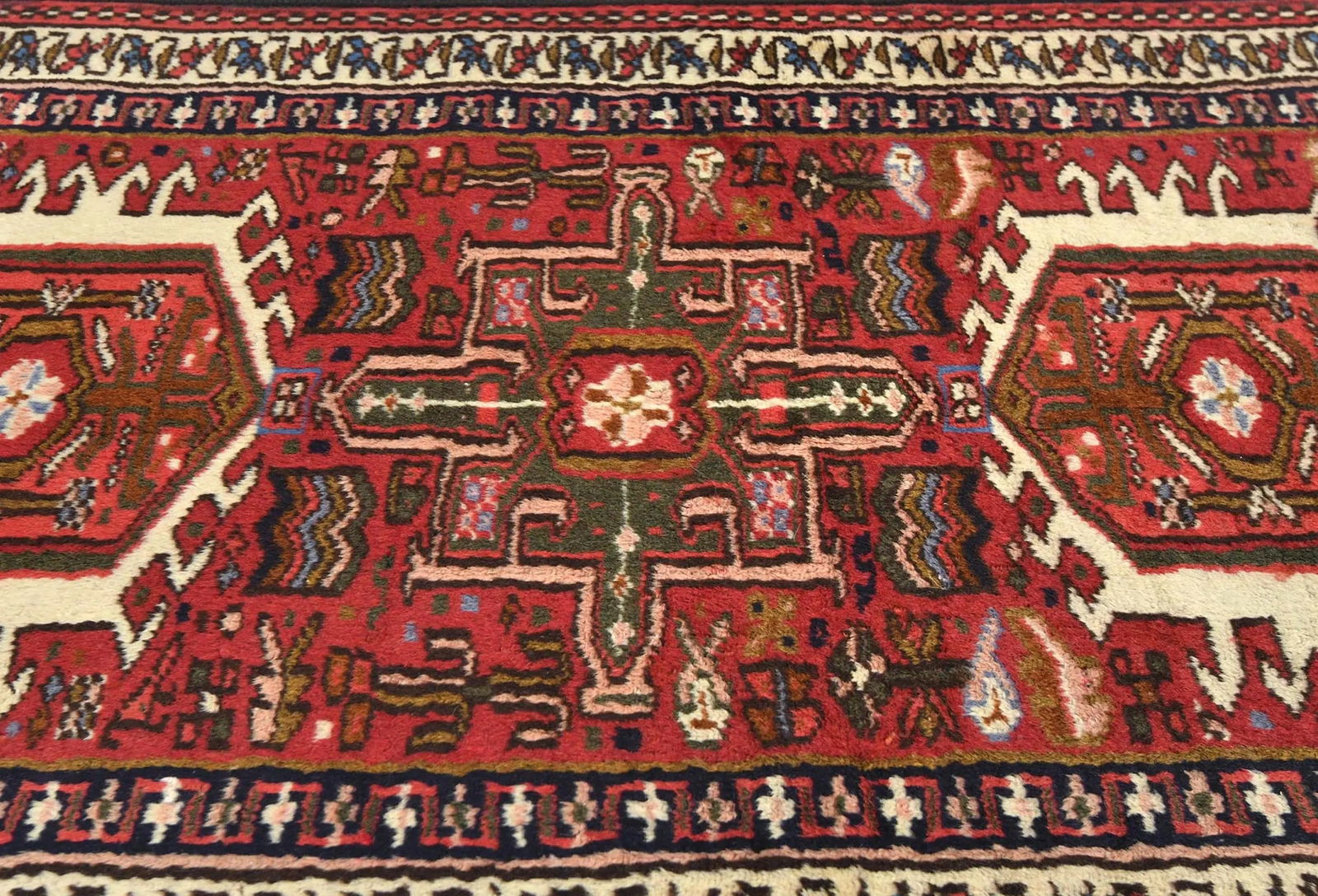 Vintage Red Geometric 2'4X9'5 Karajeh Persian Runner Rug - 7
