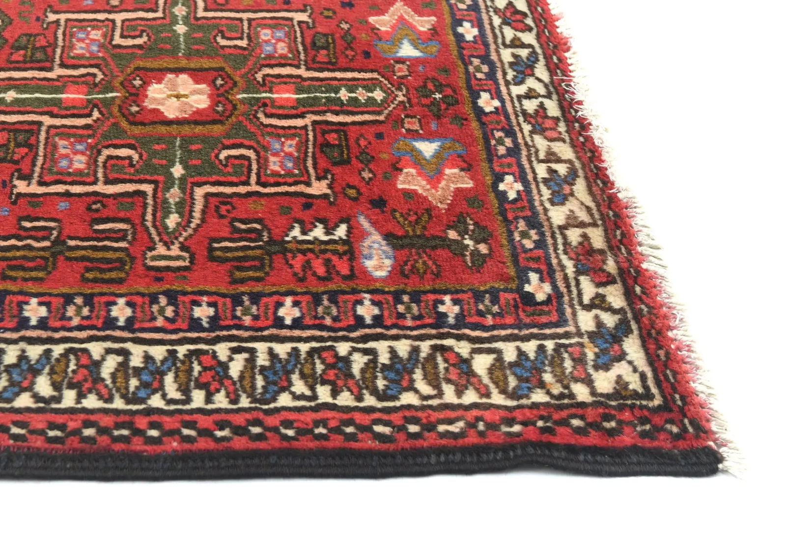 Vintage Red Geometric 2'4X9'5 Karajeh Persian Runner Rug - 8