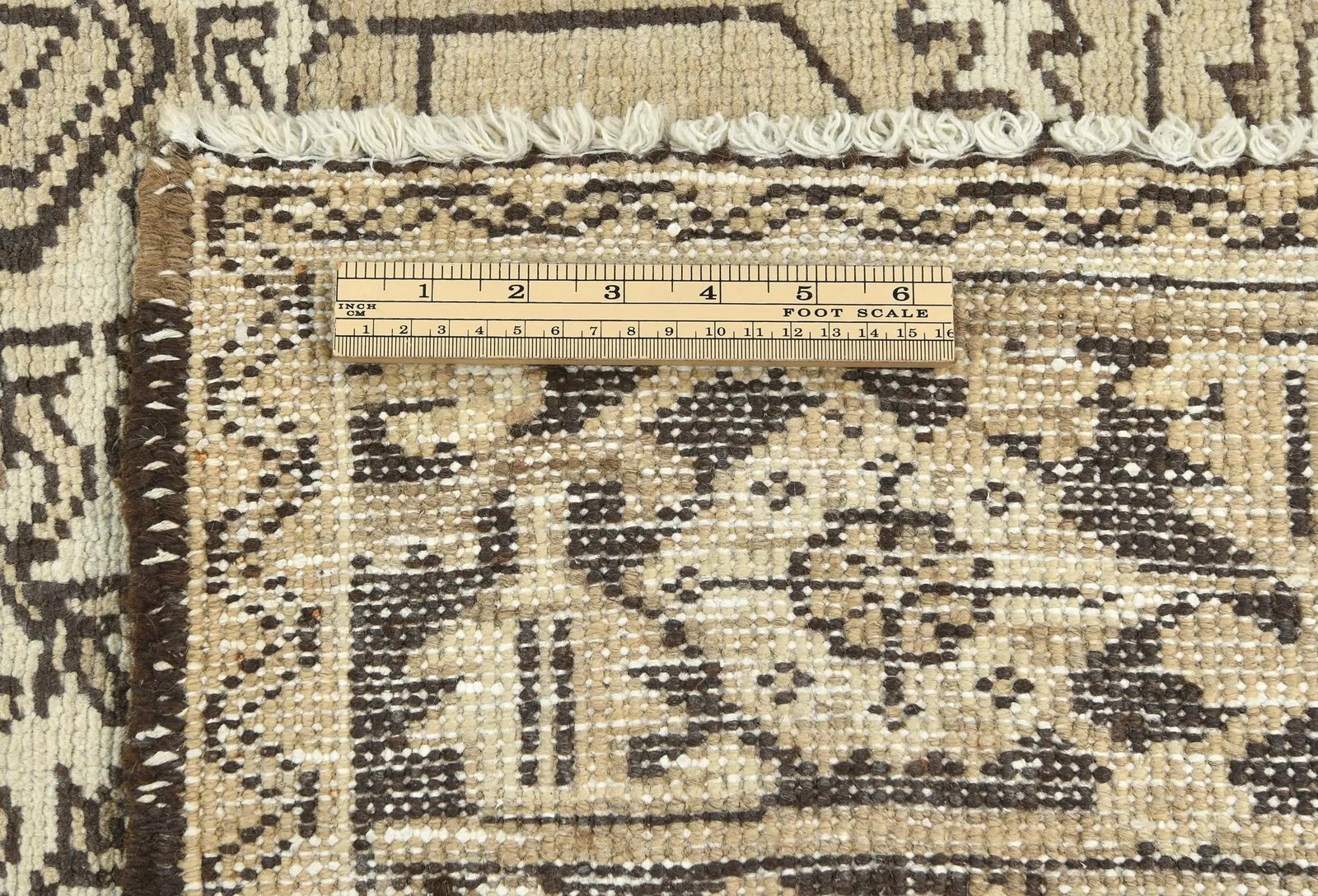 Semi Antique Muted Beige Floral 7X10 Distressed Vintage Oriental Rug - 11