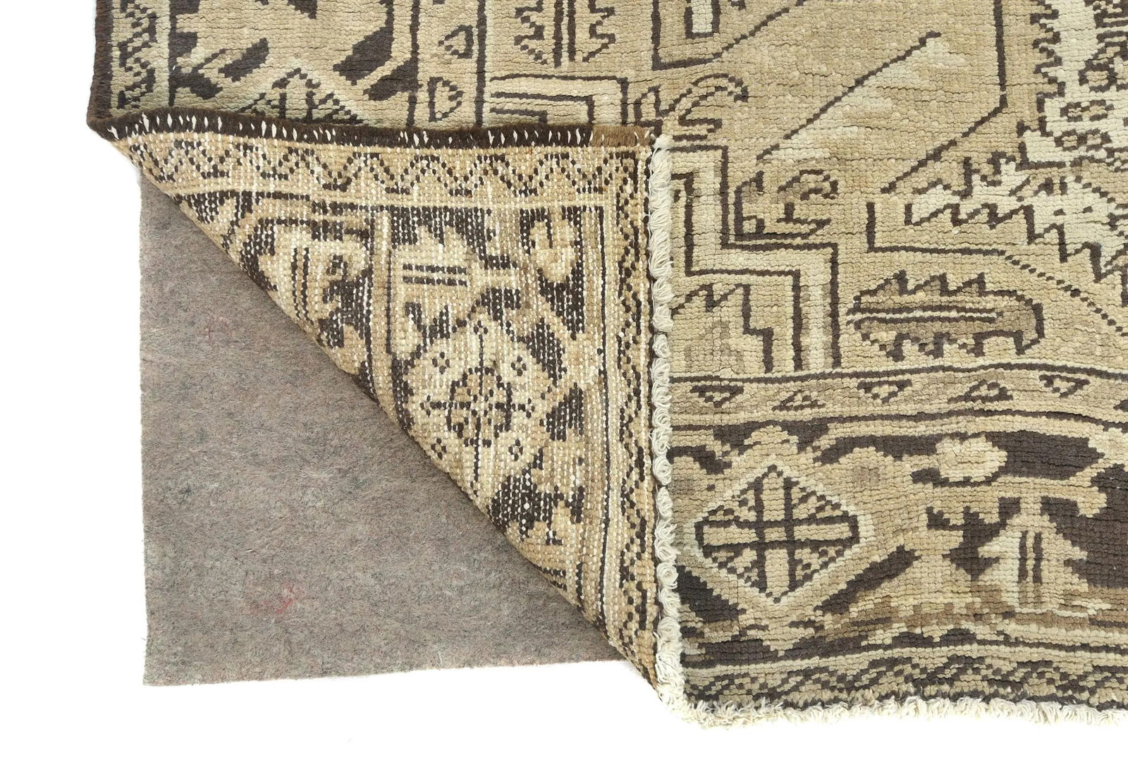 Semi Antique Muted Beige Floral 7X10 Distressed Vintage Oriental Rug - 12