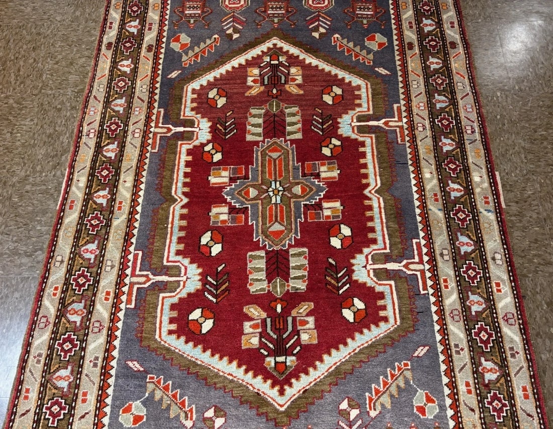 Hand-Knotted Persian Zanjan Geometric Vintage Tribal Wool Oriental Area Rug 4'2" x 6'8" - 5