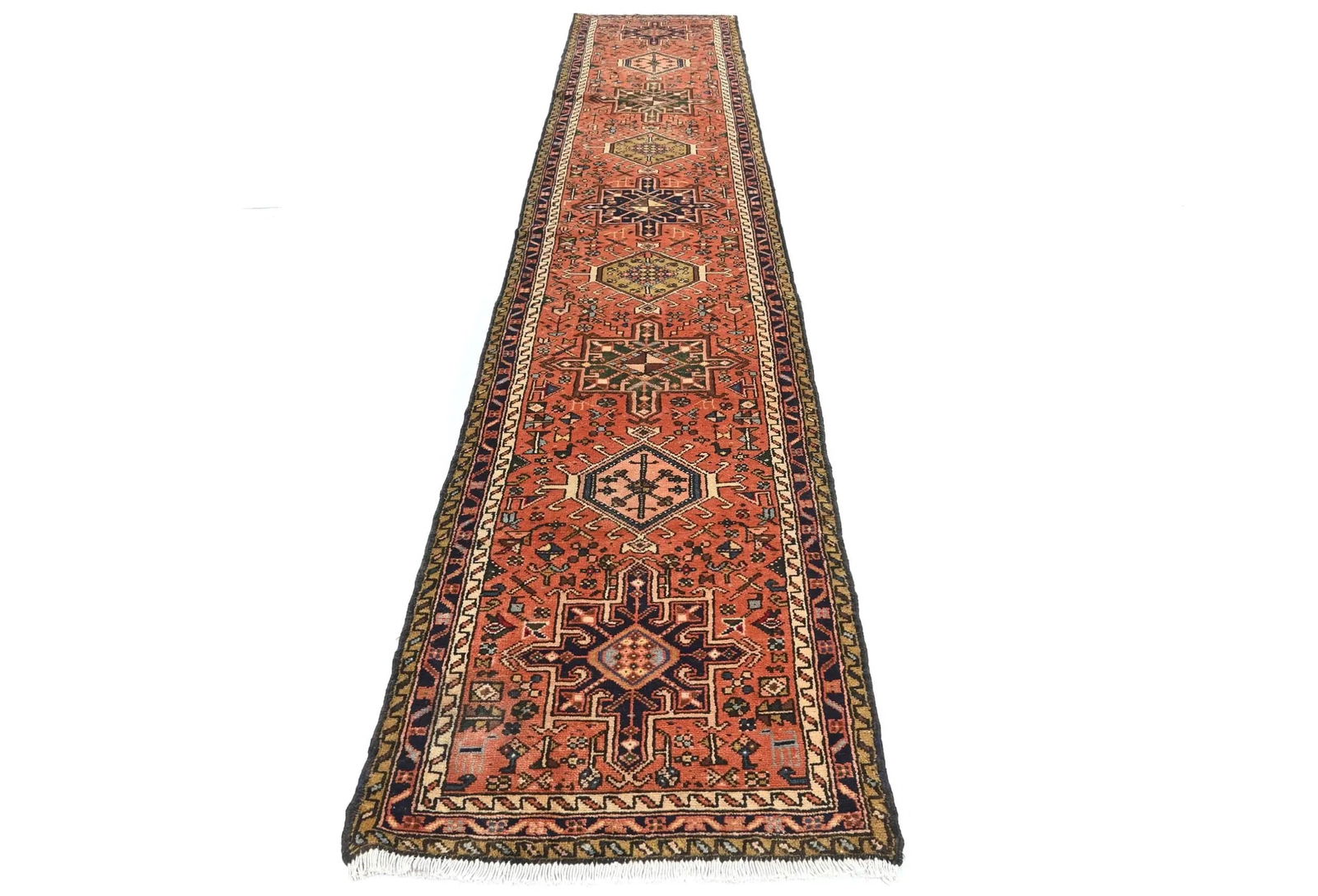 Vintage Tribal Reddish Orange 2'3 X 12'9 Karajeh Persian Runner Rug - 2