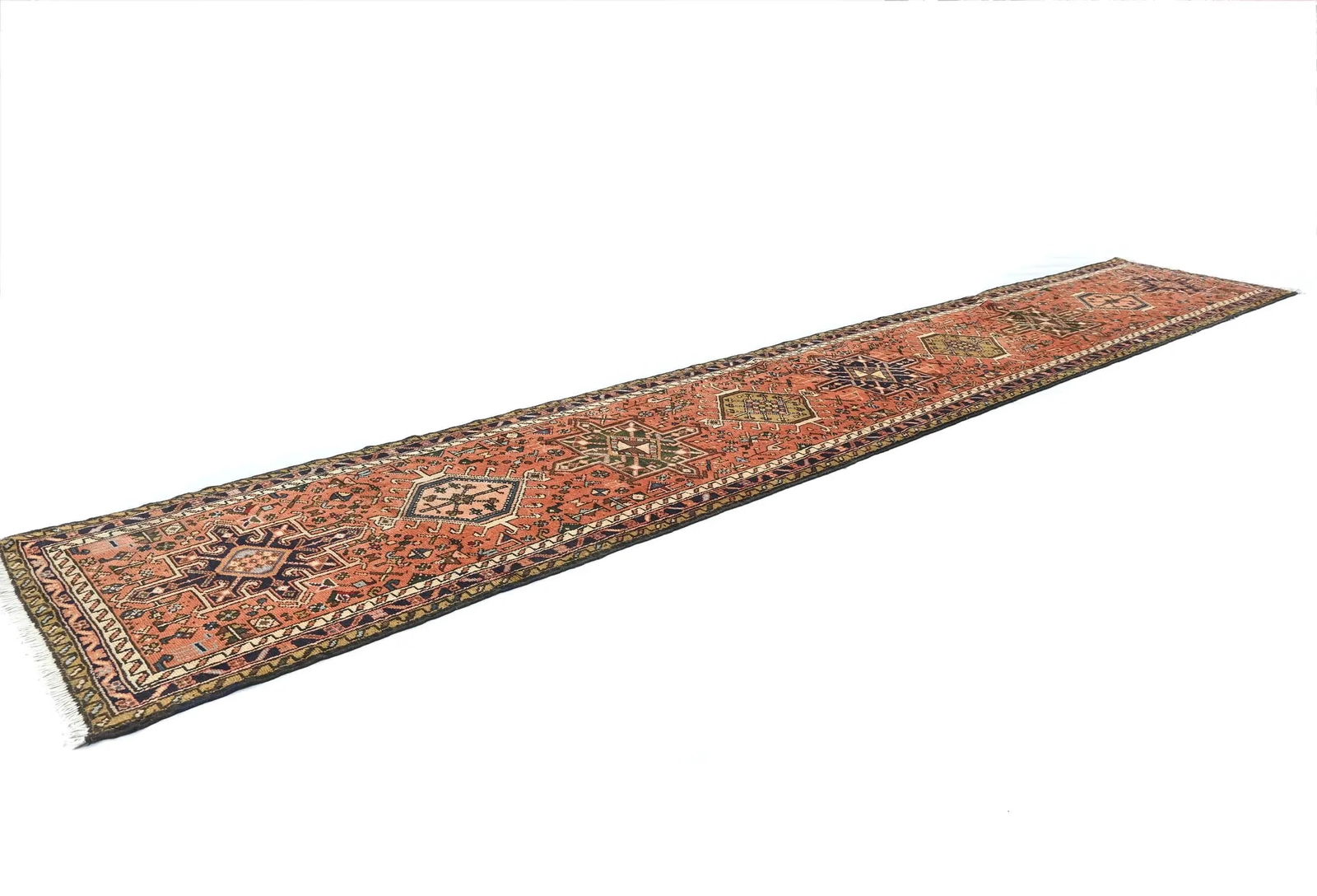 Vintage Tribal Reddish Orange 2'3 X 12'9 Karajeh Persian Runner Rug - 3