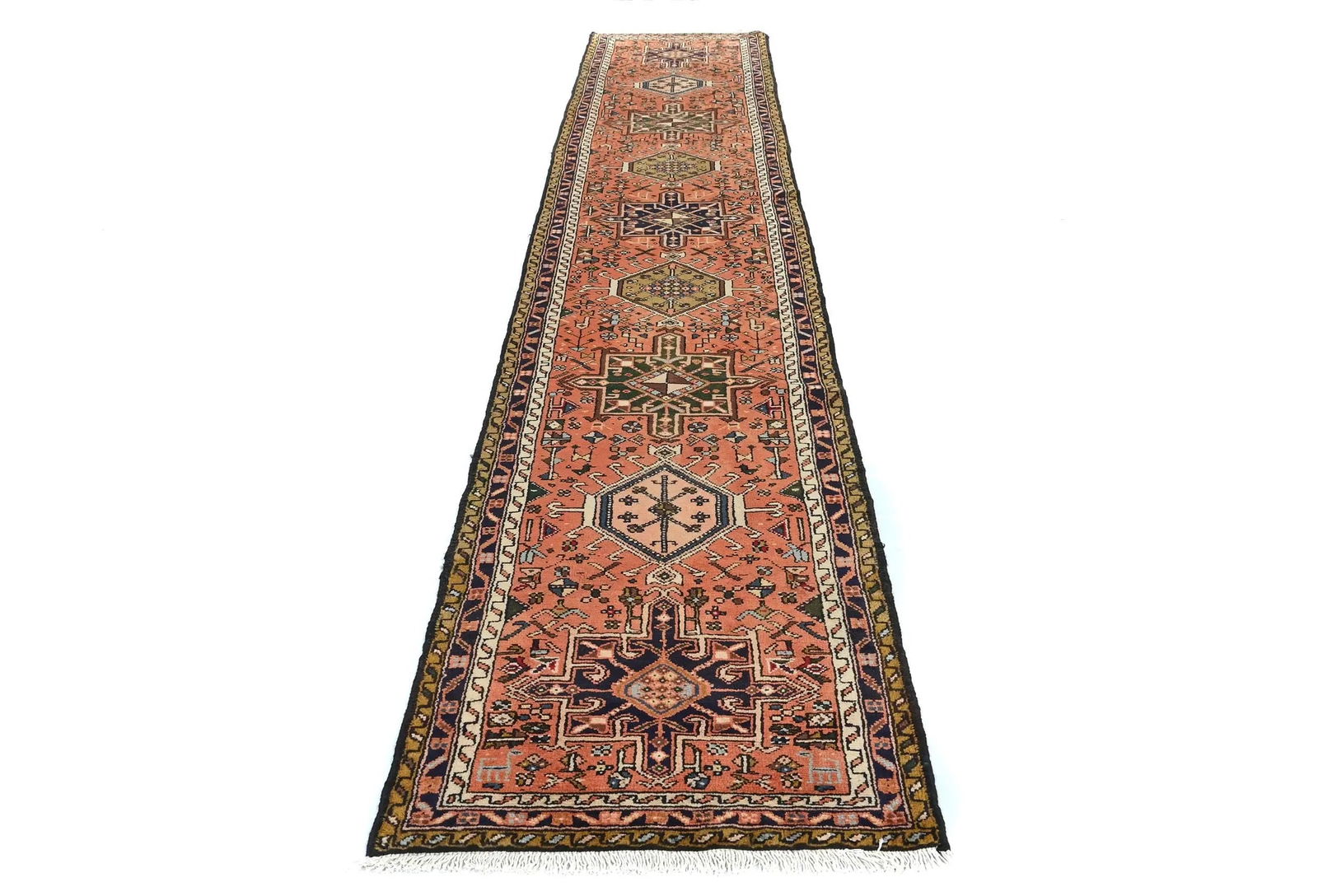 Vintage Tribal Reddish Orange 2'3 X 12'9 Karajeh Persian Runner Rug - 9
