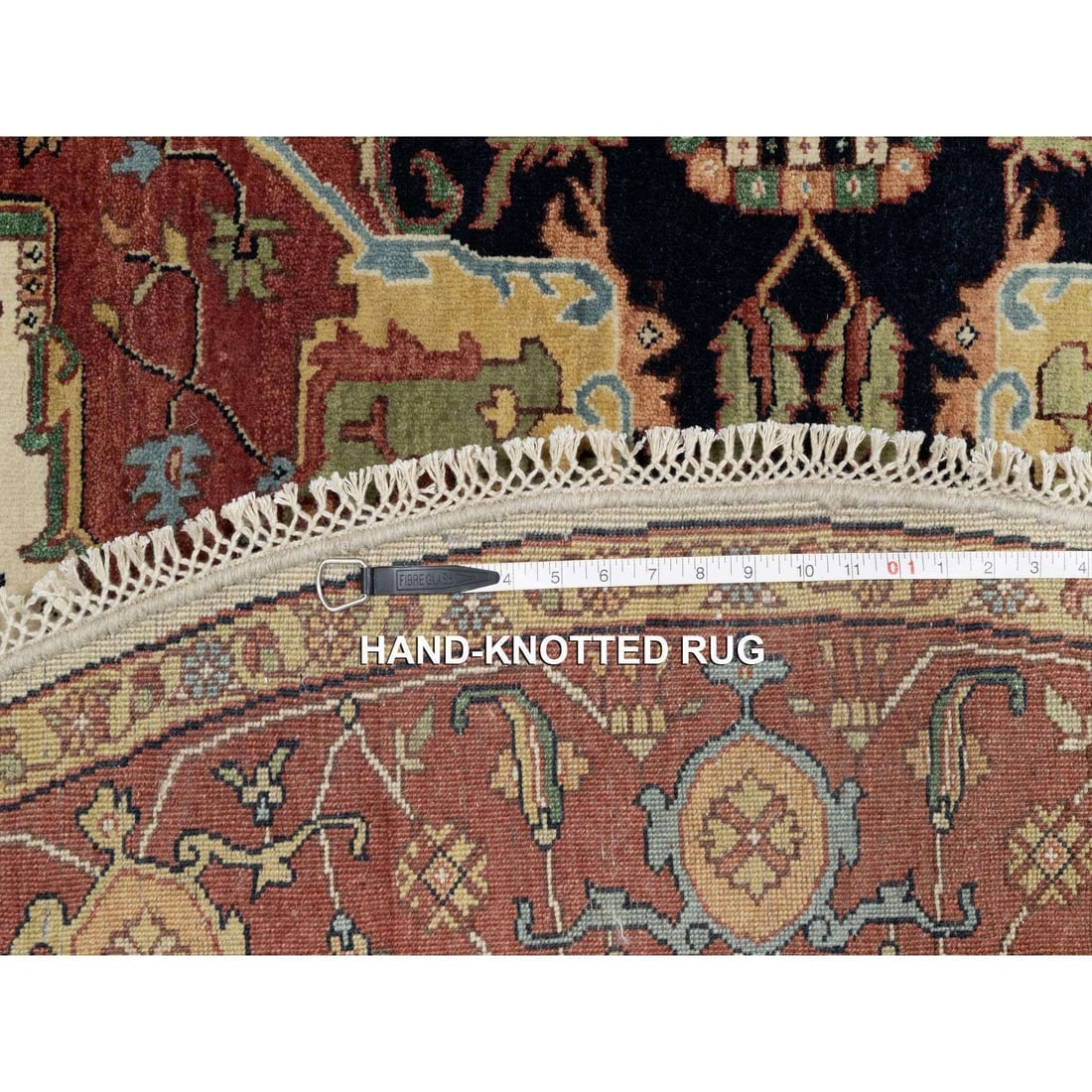 Seashell White Antiqued Fine Heriz Re-Creation Hand Knotted Wool Rug - 11