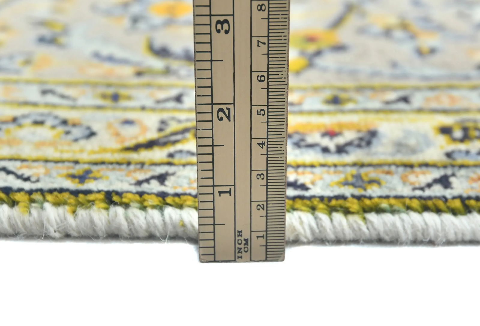 Vintage Cream Traditional Floral 8X11 Kashan Persian Rug - 9