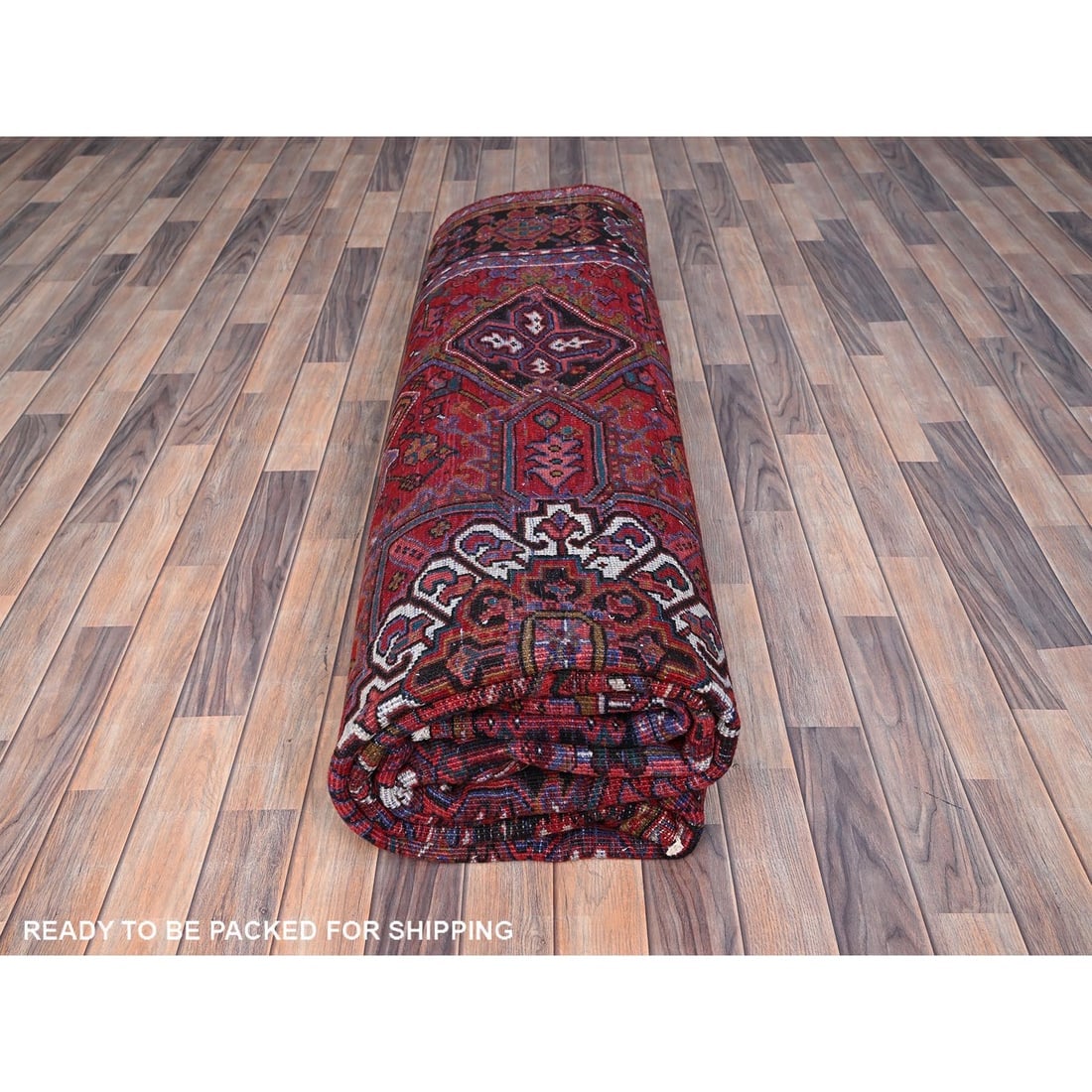 Million Dollar Red Hand Knotted Semi Antique Heris Glorious Wool Rug - 9