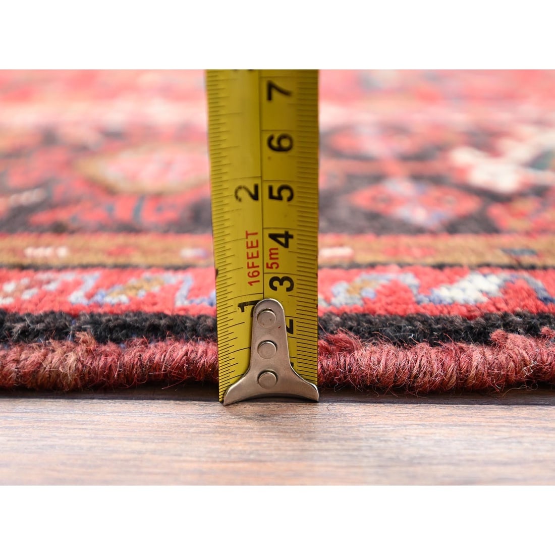 Million Dollar Red Hand Knotted Semi Antique Heris Glorious Wool Rug - 10