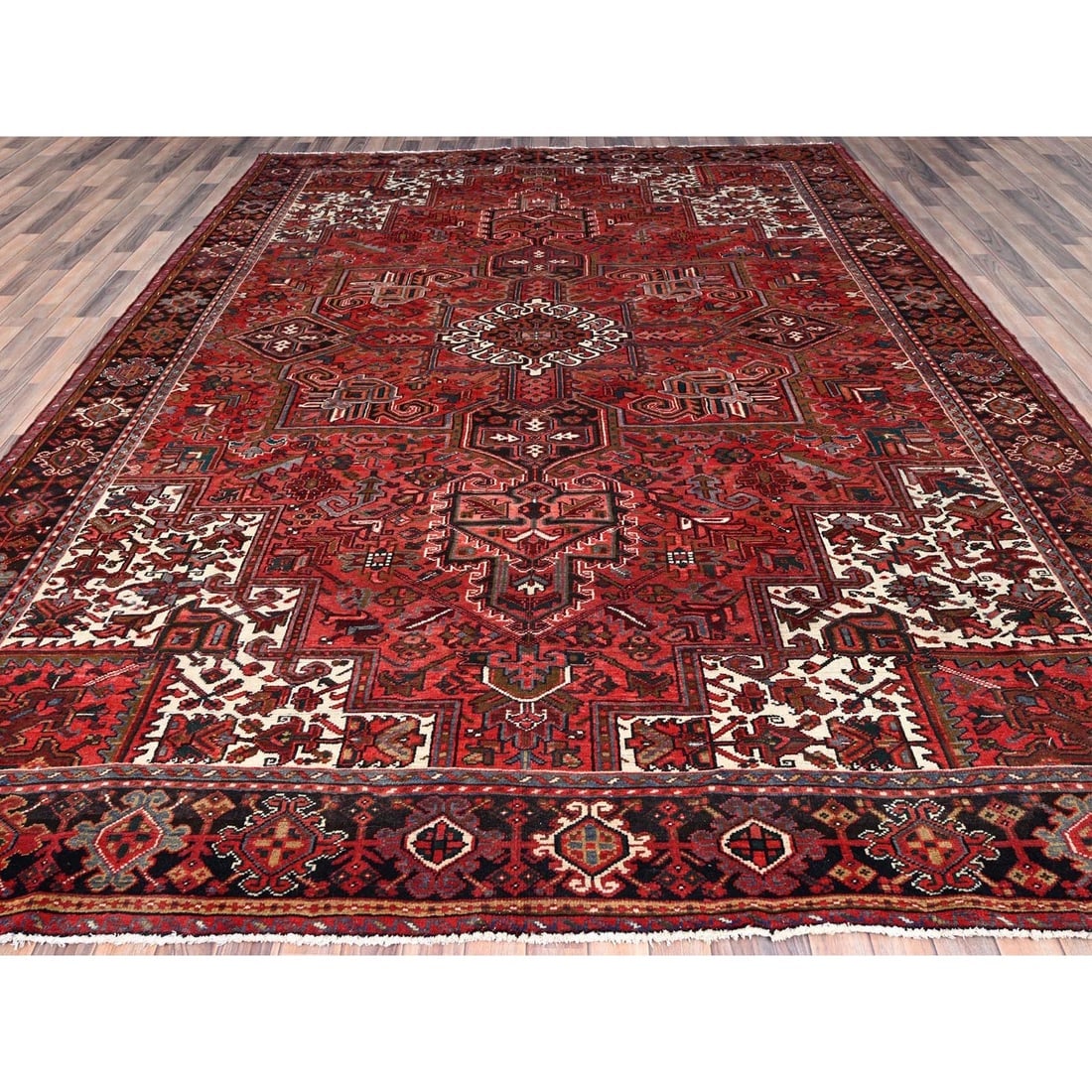 Million Dollar Red Hand Knotted Semi Antique Heris Glorious Wool Rug - 2