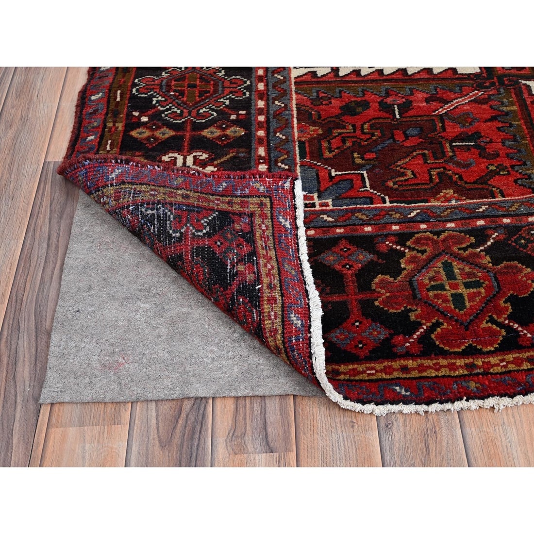 Million Dollar Red Hand Knotted Semi Antique Heris Glorious Wool Rug - 4
