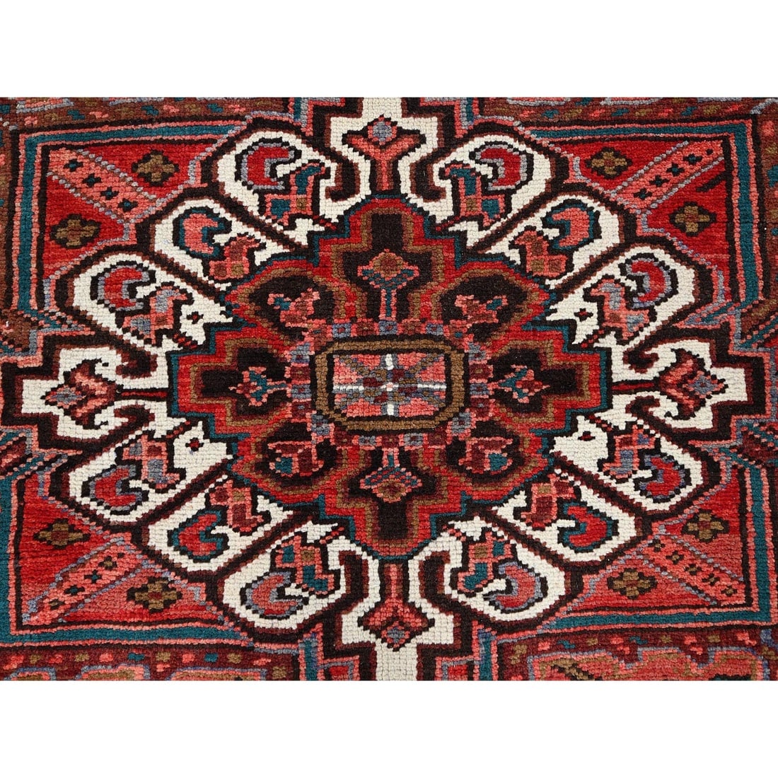 Million Dollar Red Hand Knotted Semi Antique Heris Glorious Wool Rug - 8